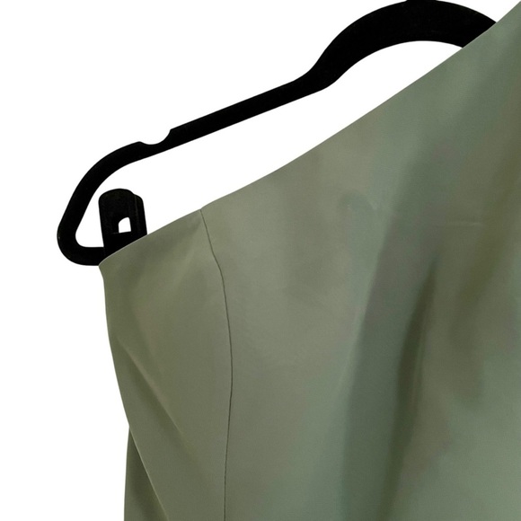 Jenny Yoo Long Light Green One Shoulder Dress Size 10 Bridesmaid Formal FLAWS - Picture 4 of 11